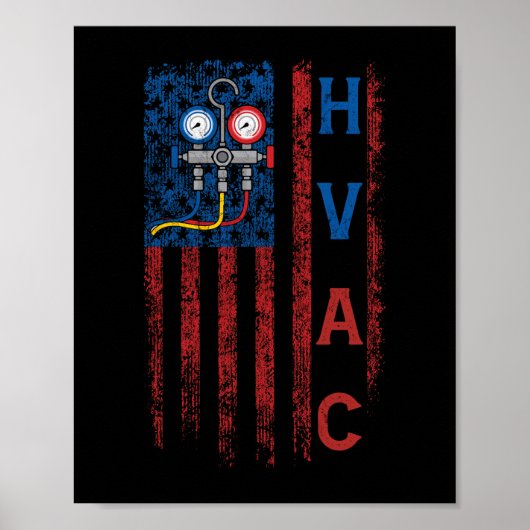 HVAC-technicus Amerikaanse vlag Amerikaanse Vintag Poster (Voorkant)