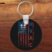 HVAC-technicus Amerikaanse vlag Amerikaanse Vintag Sleutelhanger (Voorkant)