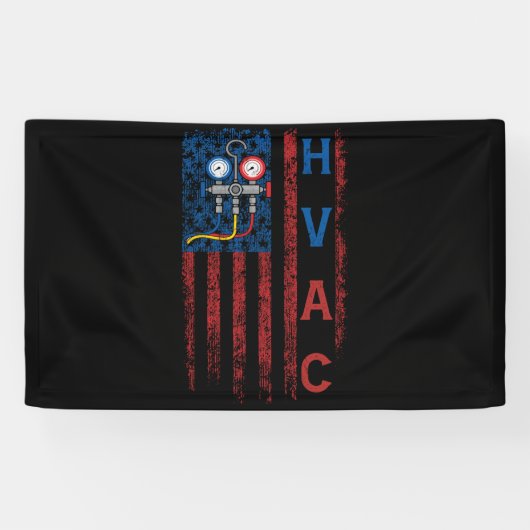 HVAC-technicus Amerikaanse vlag Amerikaanse Vintag Spandoek (Horizontaal)