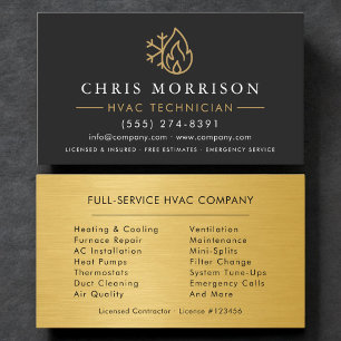 HVAC-technicus Black Gold Metallic Visitekaartje