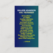 HVAC-technicus en -aannemer | Professionele slagzi Visitekaartje (Achterkant)