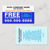 HVAC-technicus en aannemer Slogan | Offertes Visitekaartje (Voorkant / Achterkant)