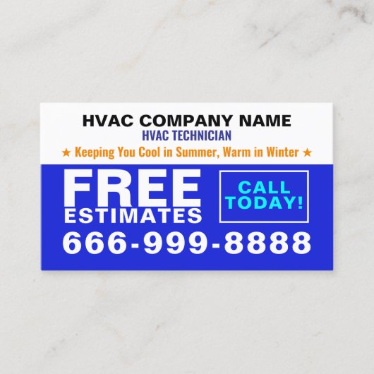 HVAC-technicus en aannemer Slogan | Offertes Visitekaartje (Voorkant)