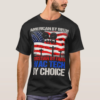 HVAC-technicus geeft Amerikaanse vlag Christelijk  T-shirt