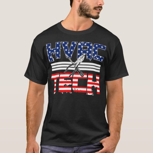 HVAC-technicus geeft patriottische Amerikaanse vla T-shirt (Voorkant)