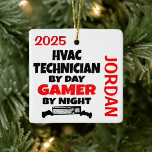 HVAC-technicus houdt van videospelletjes spelen Keramisch Ornament