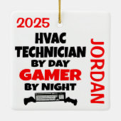 HVAC-technicus houdt van videospelletjes spelen Keramisch Ornament (Achterkant)