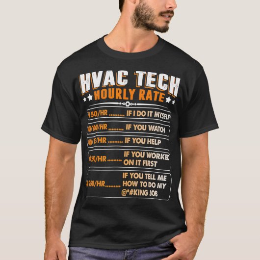 Hvac-technicus - Huurtarief airconditioner T-shirt (Voorkant)