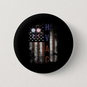 Hvac-technicus mannen Amerikaanse vlag VS vintage  Ronde Button 5,7 Cm