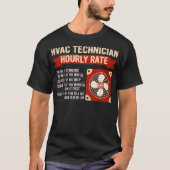 Hvac-technicus met uurtarief t-shirt (Voorkant)