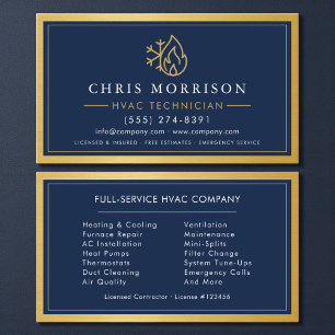 HVAC-technicus Navy Blue Metallic Goud Visitekaartje