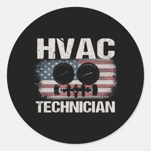 HVAC-technicus op achterzijde van Ronde Sticker (Voorkant)