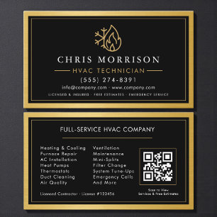 HVAC-technicus QR-code goud metallic Visitekaartje