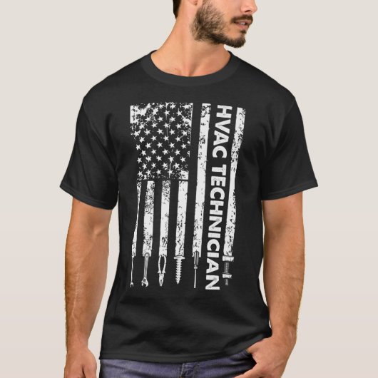 HVAC Technicus US Flag Funny HVAC Tech Premium T-shirt (Voorkant)