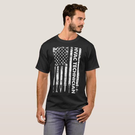 HVAC-technicus US Flag Funny HVAC Tech  T-shirt (Voorkant volledig)