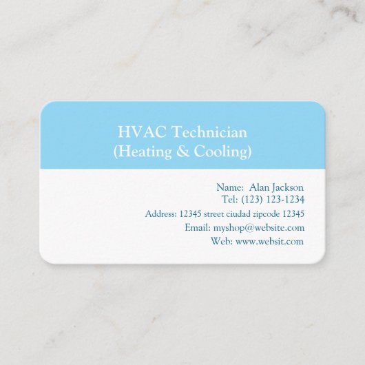 HVAC-technicus (Verwarming & Koeling) Visitekaartje (Voorkant)