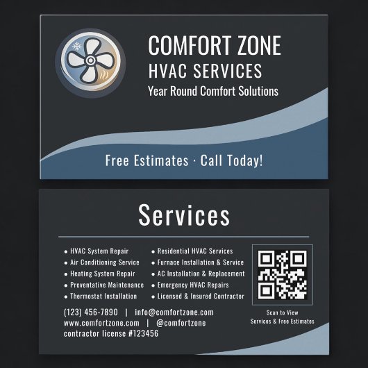 HVAC Verwarming & Air QR Code Professioneel Visitekaartje