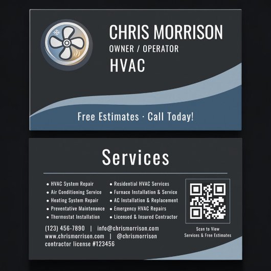 HVAC Verwarming & Airconditioning QR-code Visitekaartje