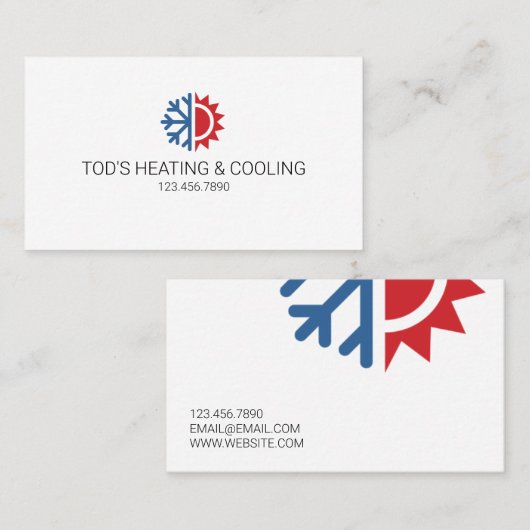 HVAC-verwarming en -koeling, airconditioning Visitekaartje (Voorkant / Achterkant)