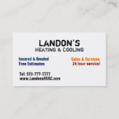 HVAC-Visitekaartjes Visitekaartje (Achterkant)