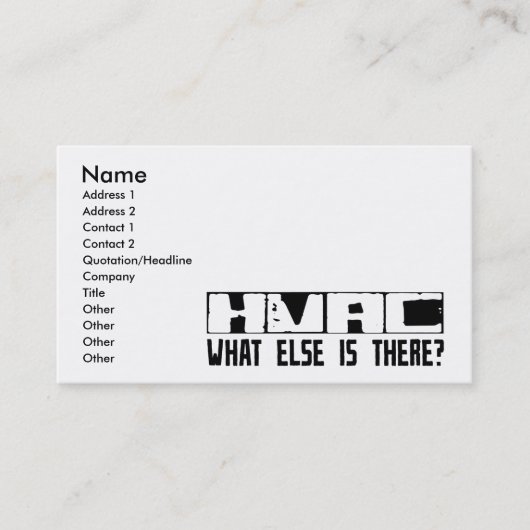 HVAC wat er nog meer is? Visitekaartje (Voorkant)