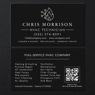 HVAC Zwart Zilver QR-code Visitekaartje