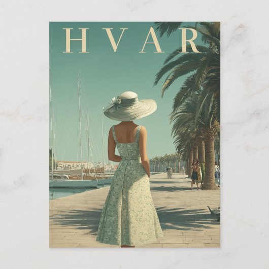 Hvar 50s vintage reis briefkaart (Voorkant)