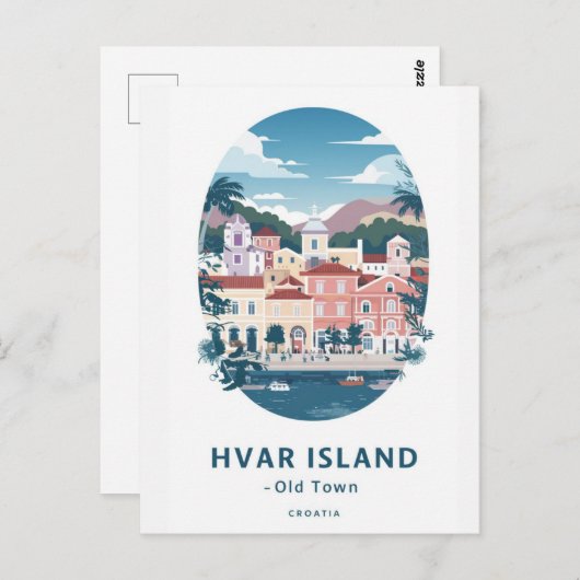 Hvar Island Old Town Briefkaart - Verken de Medite (Voorkant / Achterkant)