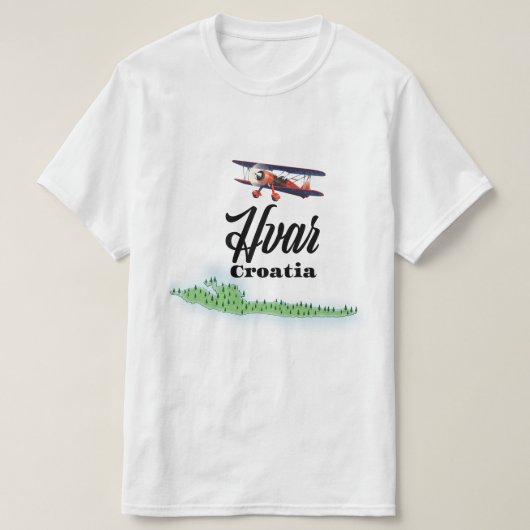 Hvar Kroatië-kaart T-shirt (Design voorkant)