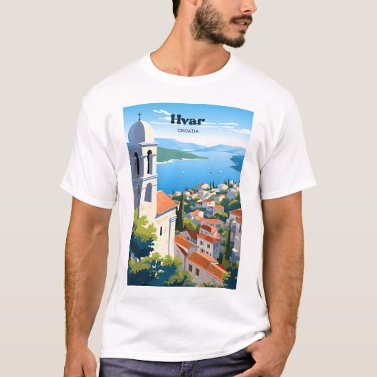Hvar Kroatië Kust Reizen Kunst T-shirt (Voorkant)