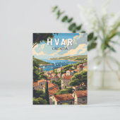 Hvar Kroatië Reizen Kunst Vintage Briefkaart (Staand voorkant)