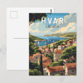 Hvar Kroatië Reizen Kunst Vintage Briefkaart (Voorkant / Achterkant)