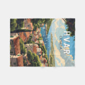 Hvar Kroatië Reizen Kunst Vintage Fleece Deken (Voorkant (Horizontaal))