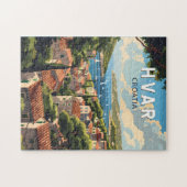 Hvar Kroatië Reizen Kunst Vintage Legpuzzel (Horizontaal)