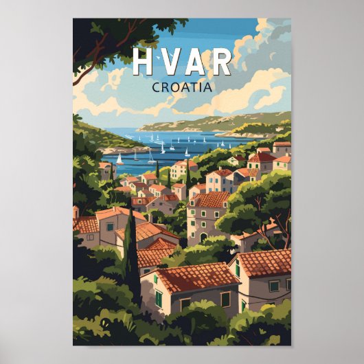 Hvar Kroatië Reizen Kunst Vintage Poster (Voorkant)