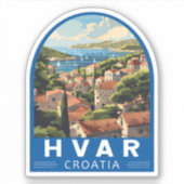 Hvar Kroatië Reizen Kunst Vintage Sticker (Voorkant)