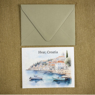 Hvar Kroatië Waterverf Reizen Briefkaart