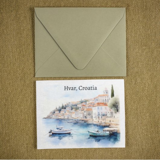 Hvar Kroatië Waterverf Reizen Briefkaart