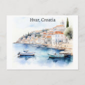 Hvar Kroatië Waterverf Reizen Briefkaart (Voorkant)