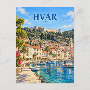 Hvar Schilderachtige Reis Kunst Briefkaart