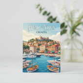 Hvar Stadshaven Kroatië Briefkaart (Staand voorkant)