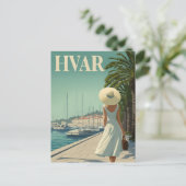 Hvar vintage 50s travel briefkaart (Staand voorkant)