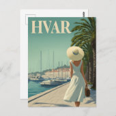Hvar vintage 50s travel briefkaart (Voorkant / Achterkant)