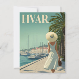 Hvar vintage 50s travel briefkaart