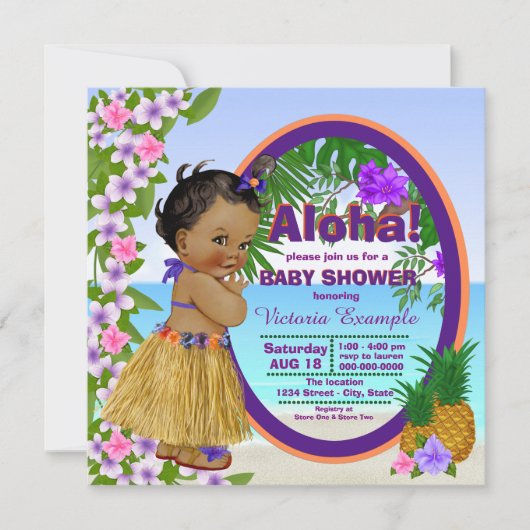 Hwaiian Tropical Luau Hula Baby shower Kaart (Voorkant)