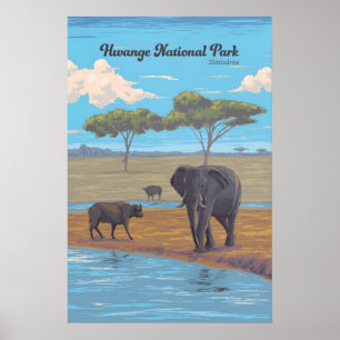 Hwange Nationaal Park Zimbabwe Afrika Reisposter Poster