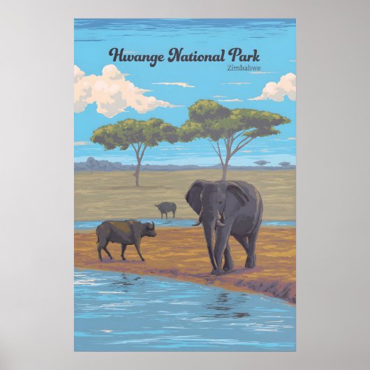 Hwange Nationaal Park Zimbabwe Afrika Reisposter Poster (Voorkant)