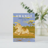 Hwange National Park Zimbabwe Reiskunst Vintage Briefkaart (Staand voorkant)
