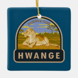 Hwange National Park Zimbabwe Reiskunst Vintage Keramisch Ornament