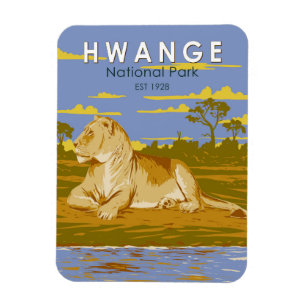 Hwange National Park Zimbabwe Reiskunst Vintage Magneet
